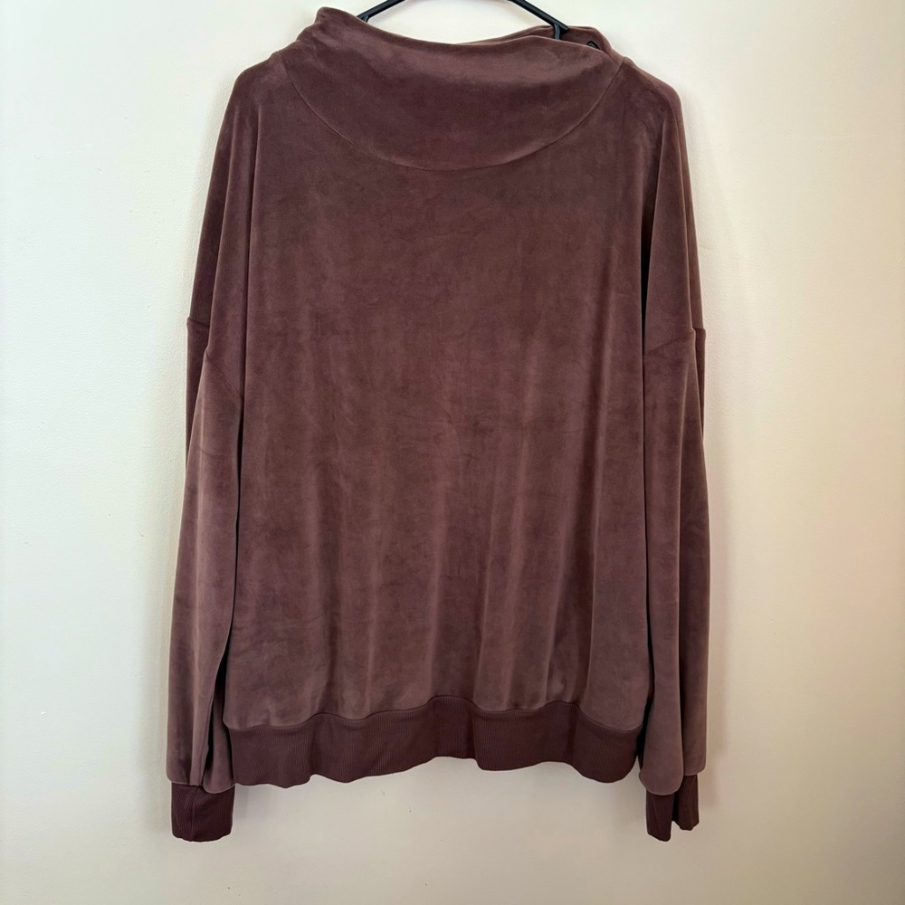 Vintage Westwind velour pull over sweater sweatshirt cowl neck soft brown XL/2X